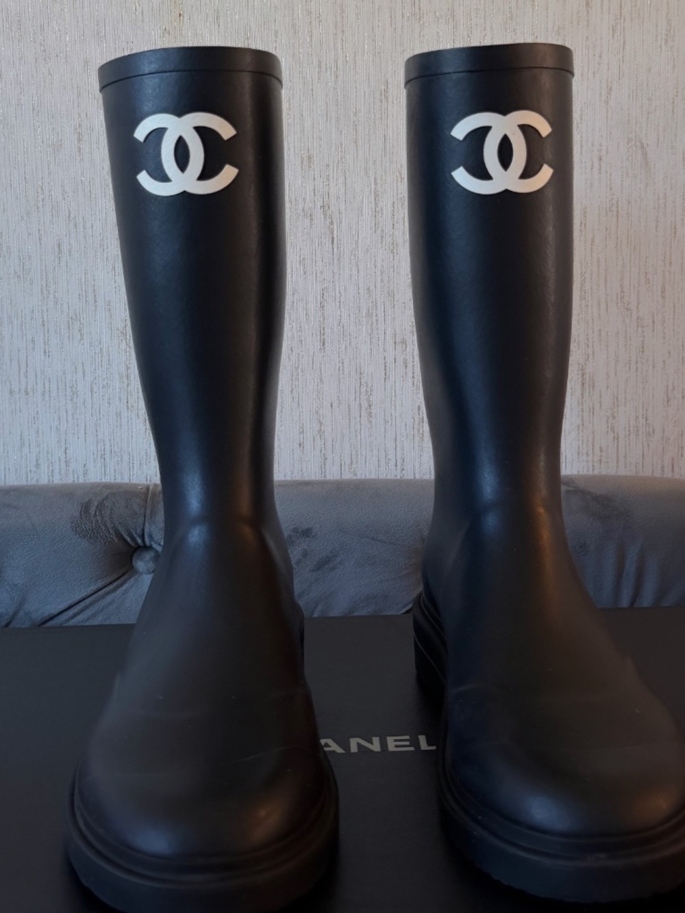 Chanel rain boots 41 black